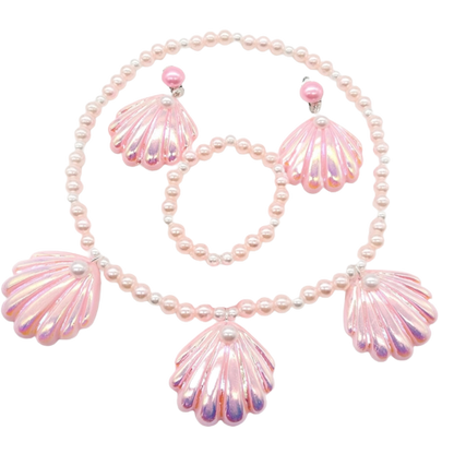 Barbie Costume Pink Shell Earrings & Necklace Set