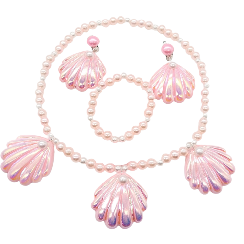 Barbie Costume Pink Shell Earrings & Necklace Set