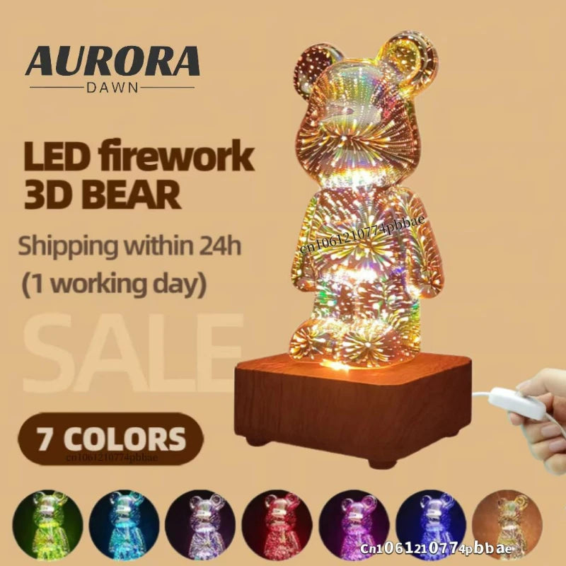 Teddy Bear Fireworks Light (USB Plug)